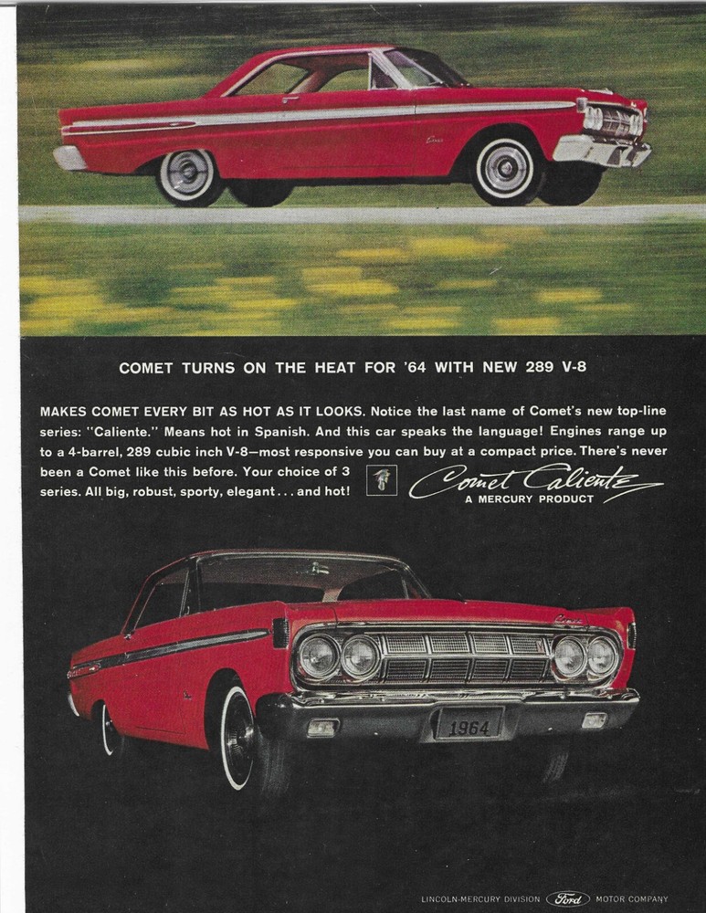 1964 COMET 289 V-8 ORIGINAL PRINT AD