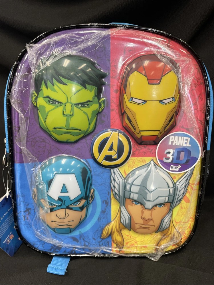 Marvel Avengers 4 Heroes 3D 2 Zipper Adjustable Strap Mini Backpack