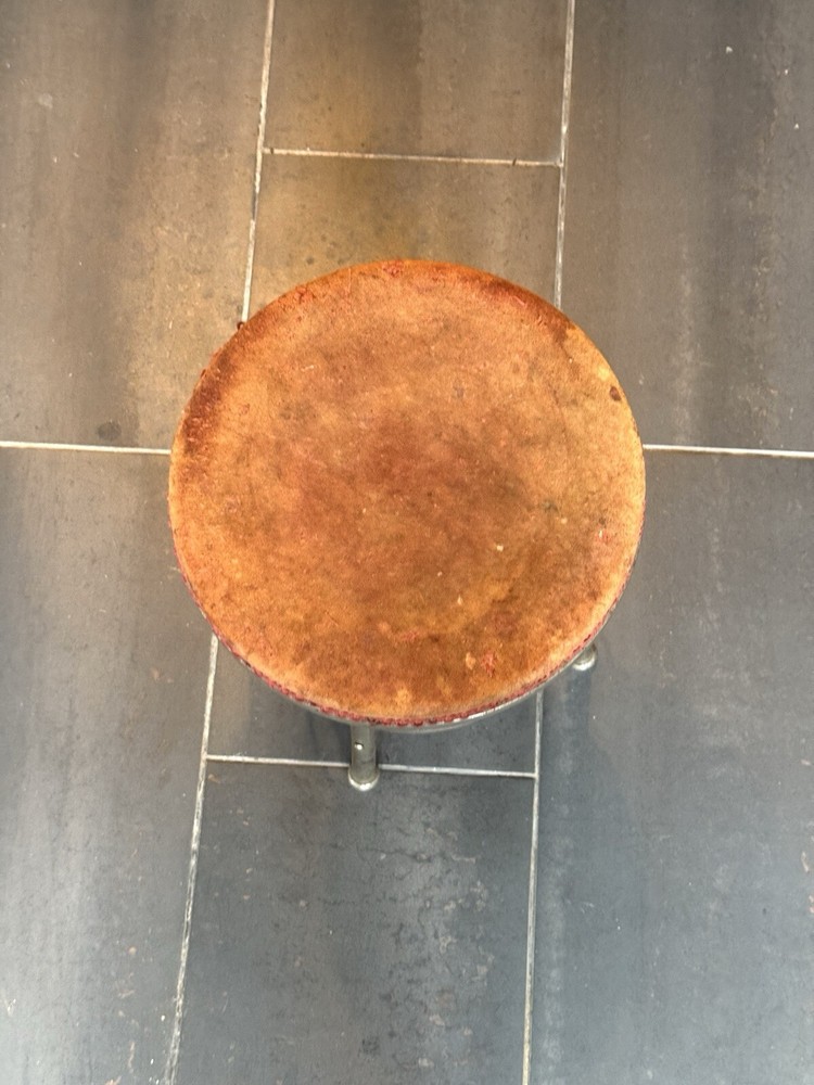 Vintage Art Deco Cast Iron & Chrome Stool 1920s