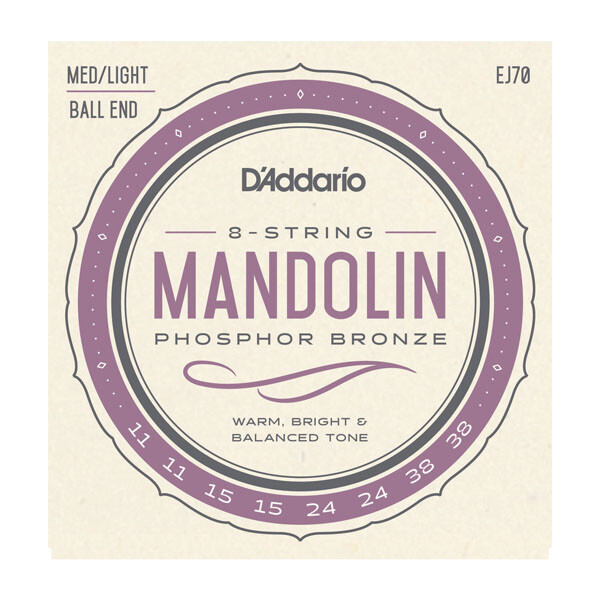 D'Addario EJ70 Ball End Phosphor Bronze Mandolin Strings; 8 strings gauges 11-38