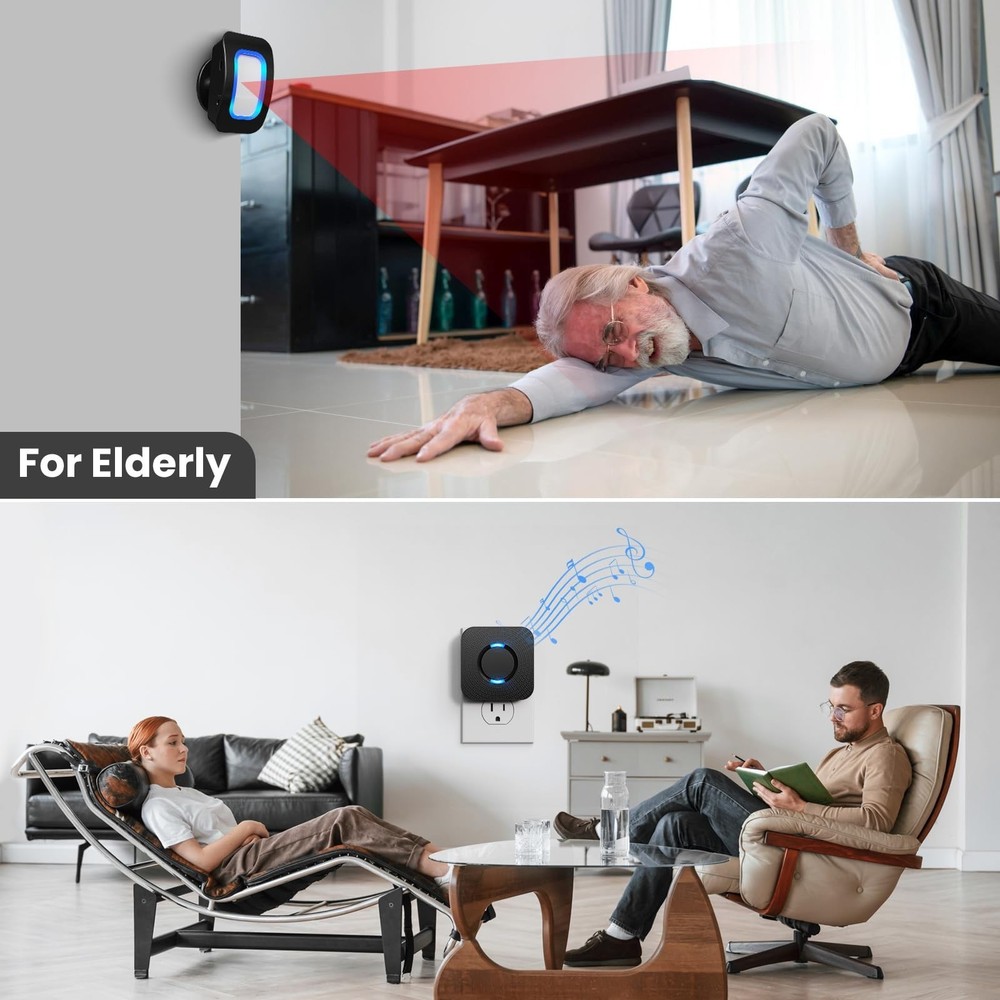 Wireless Motion Sensor LED Light - Motion Detector Alarm Chimes Door Sensor w...