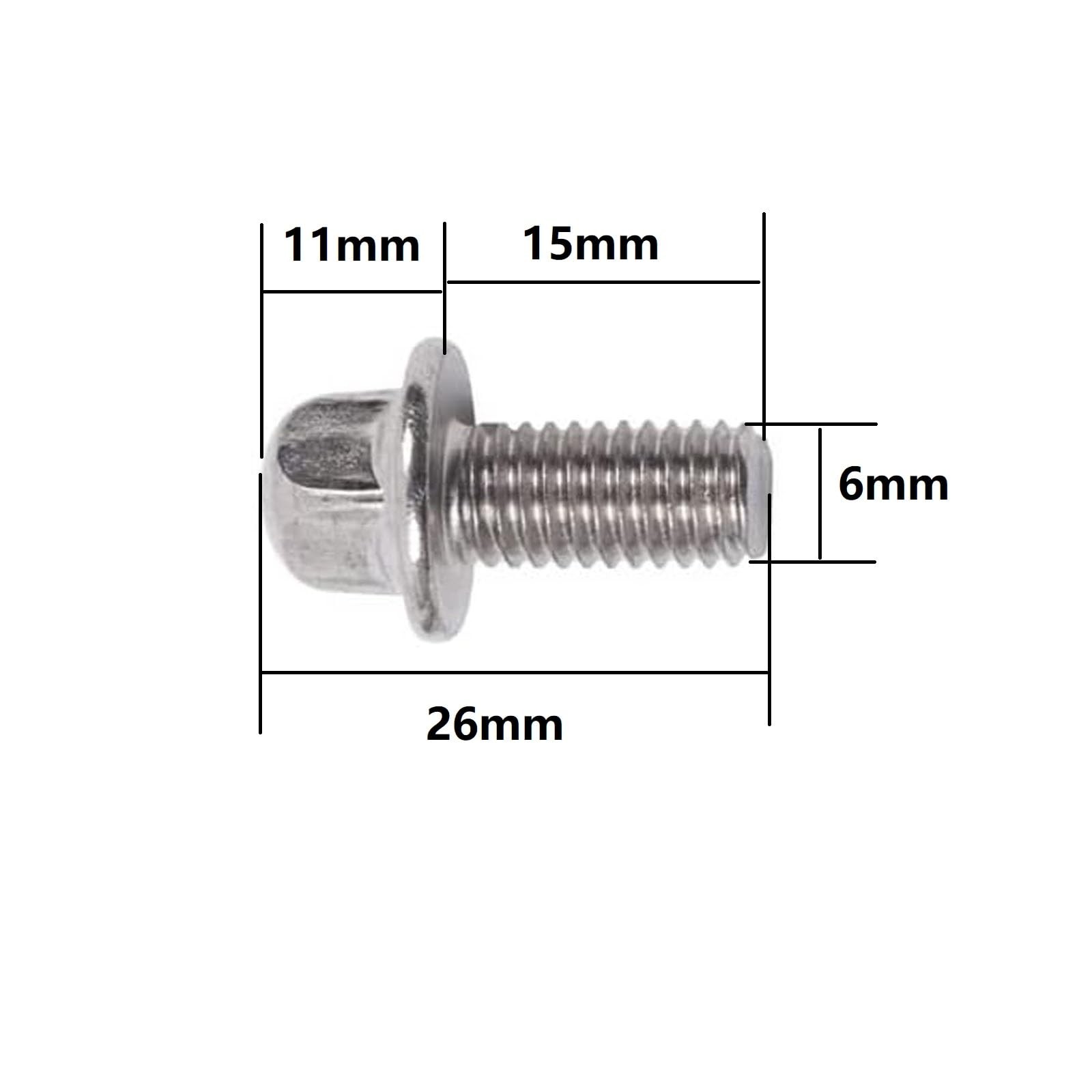 TUOREN Drum Set Hardware 12-Pack Stainless Steel Tight M6 x15mm, silver