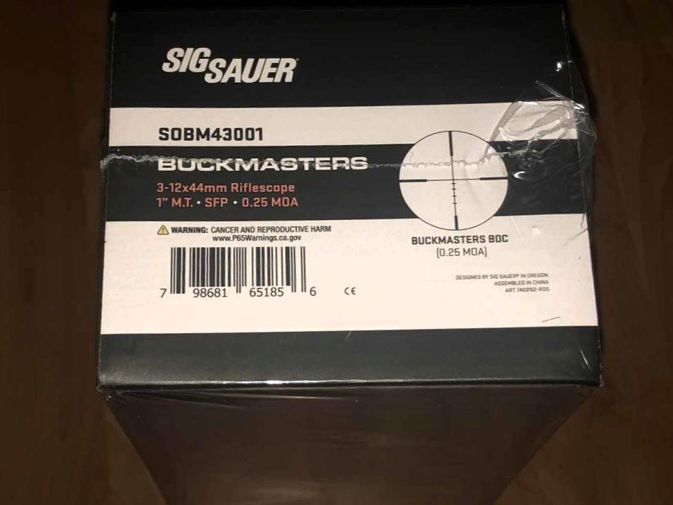 Sig Sauer Buckmasters BDC 3-12x44mm SFP Rifle scope - Black - SOBM43001