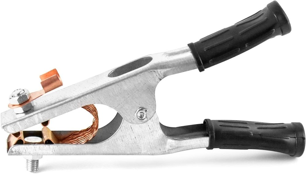 QWORK Welding Ground Clamp, 2 Pack 500AElectroplated 2 Pack, Silver, Black