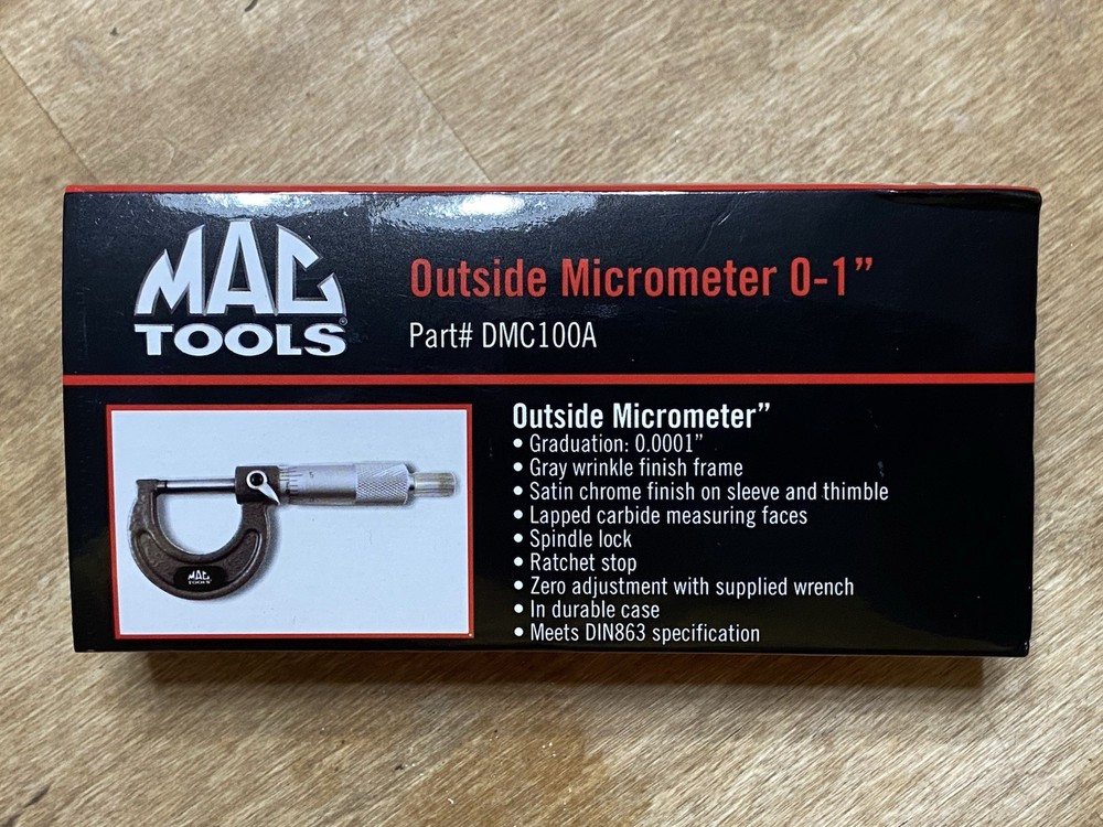 Mac Tools DMC100A Micrometer 0-1" NEW