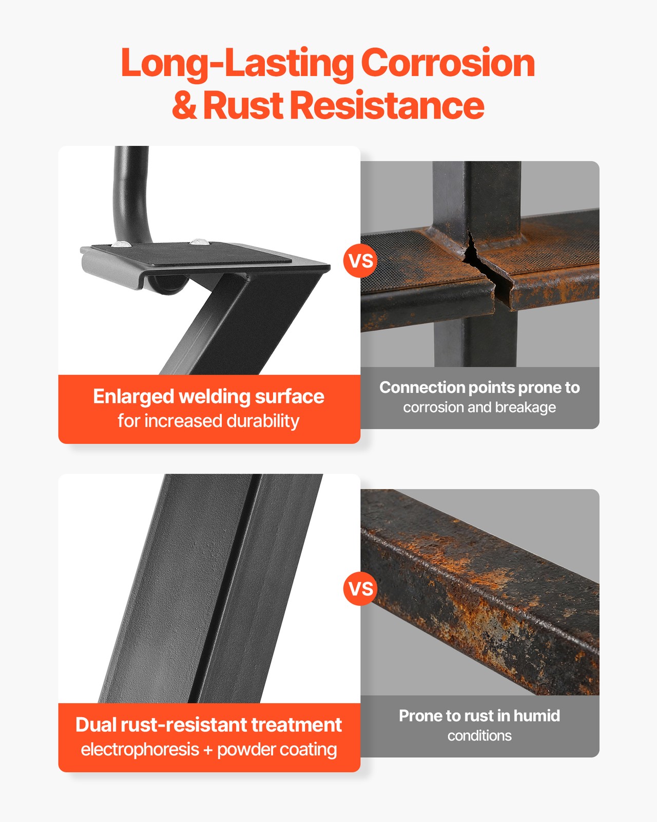 VEVOR Boat Trailer Steps Heavy Duty Boat Steps with Handle 3 Step Side Mount