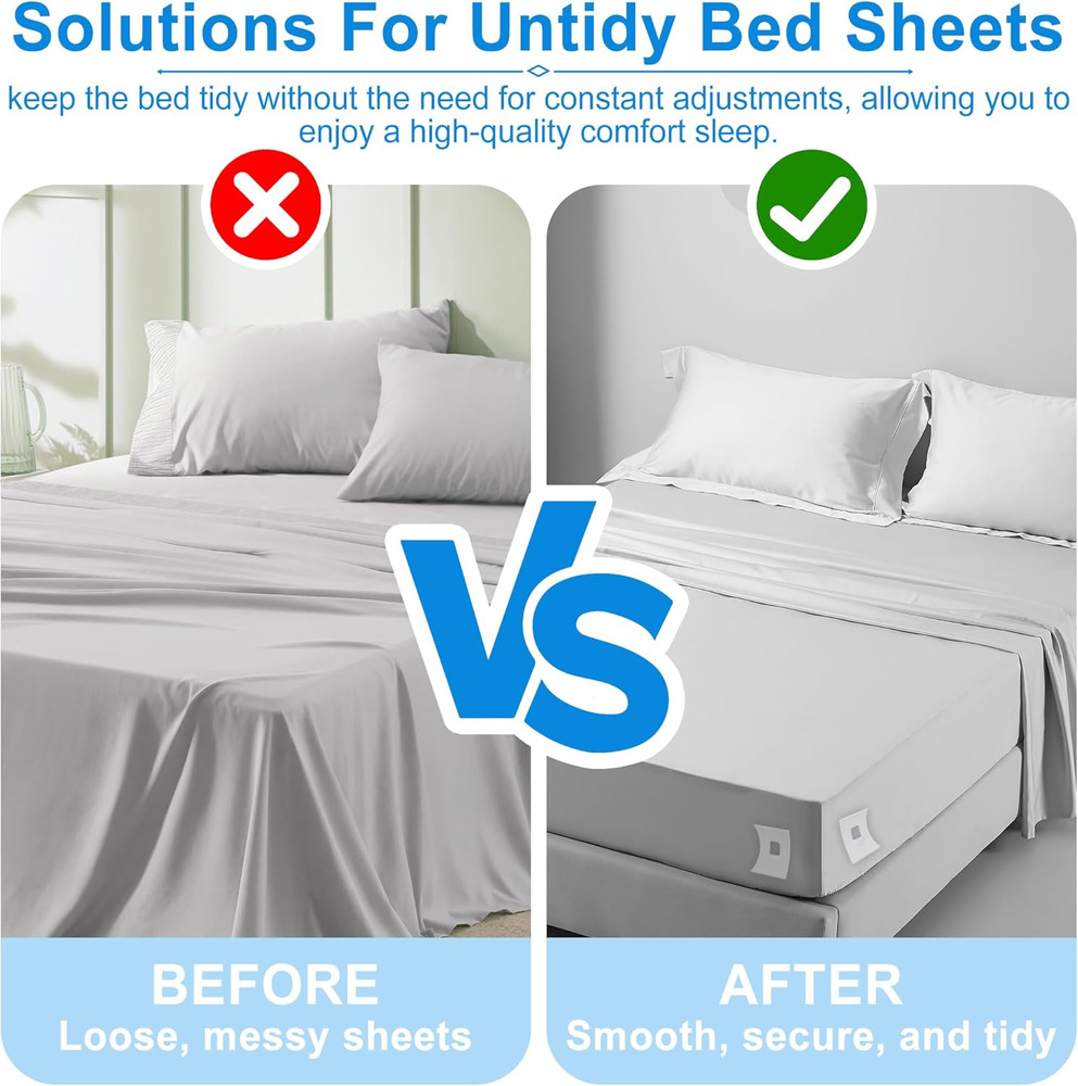Heavy-Duty Bed Sheet Holders, 4-Pack Corner Clips for Secure Fitting