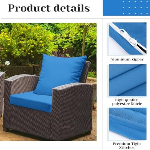 8 Pcs Patio Cushion Covers Outdoor Cushion Covers 24" X 24" X 4" Bright Blue