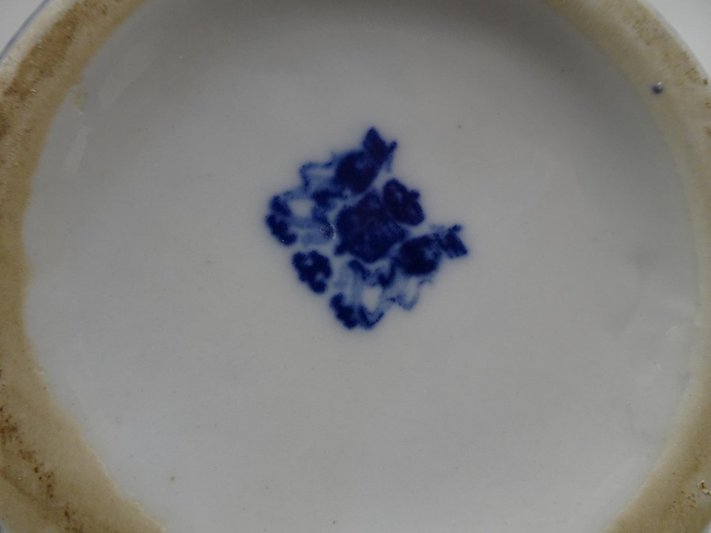 Pair Matching Ceramic Pitcher Creamers w Blue Castle Pattern