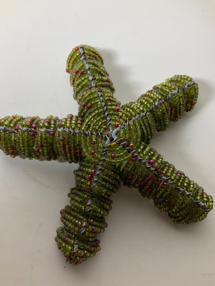 Grass Roots Beadwork Beaded Green Starfish 5 in.