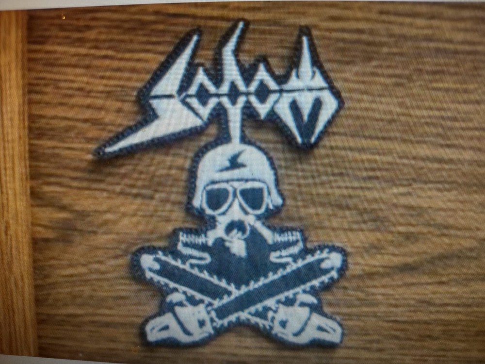 SODOM + LOGO,IRON ON WHITE EMBROIDERED PATCH
