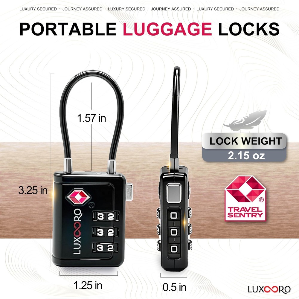 TSA Approved Luggage Lock with Alert Indicator, 3-Digit Resettable Combinatio...