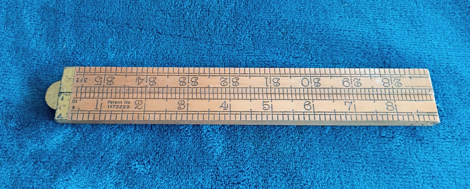 VINTAGE RABONE CHESTERMAN BOXWOOD & BRASS 36 ” FOLDING WOODEN RULE RULER No 1380