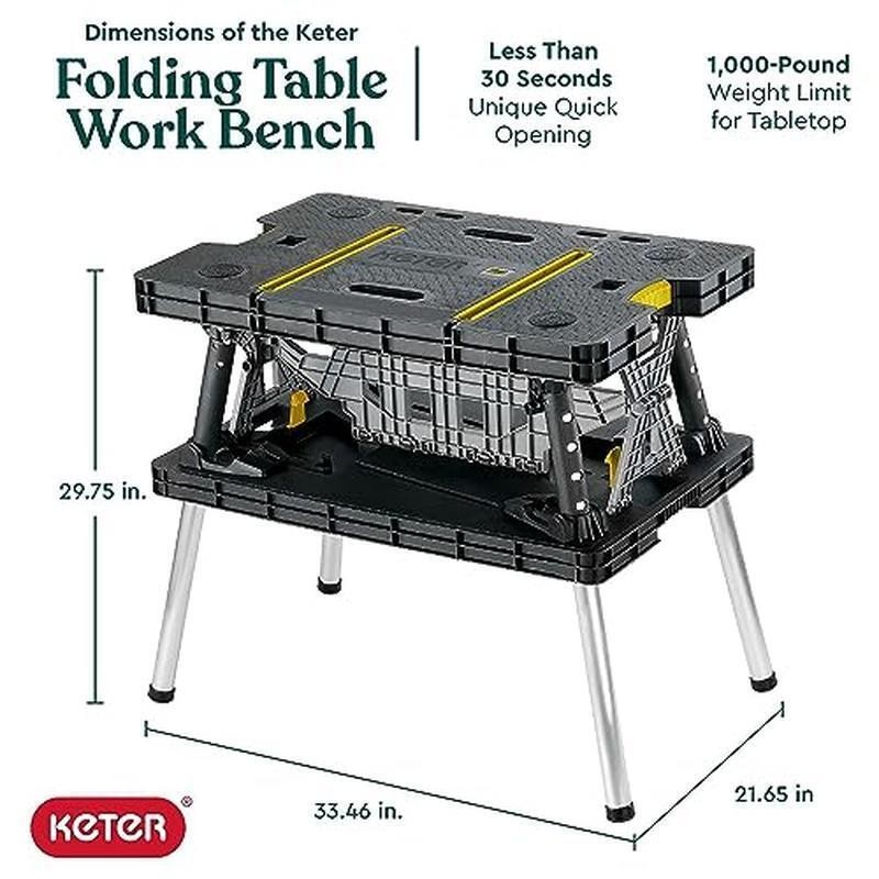 Folding Workbench Portable 1000lbs Weight Capacity Clamp Adjustable Storage New