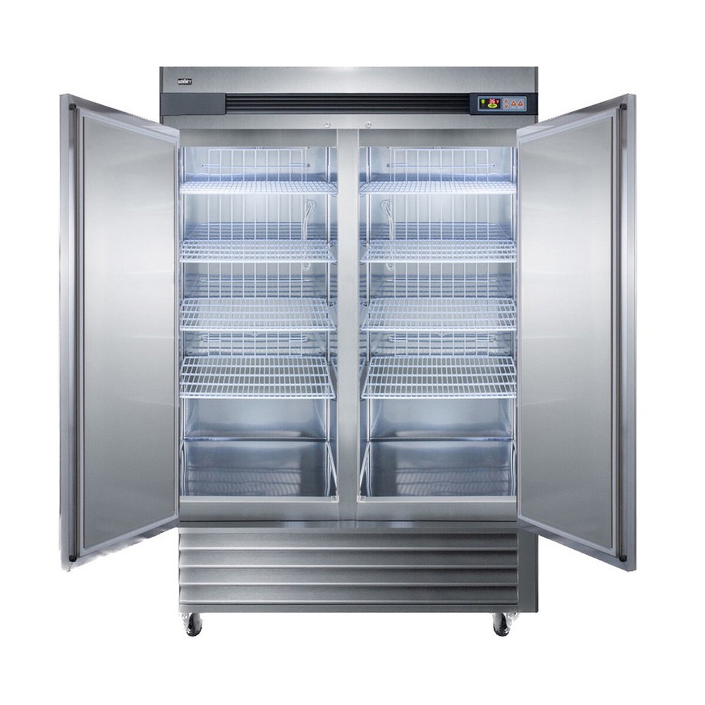 Summit SCRR492 56" Two Section Solid Door Reach-In Refrigerator, 49 cu. ft.