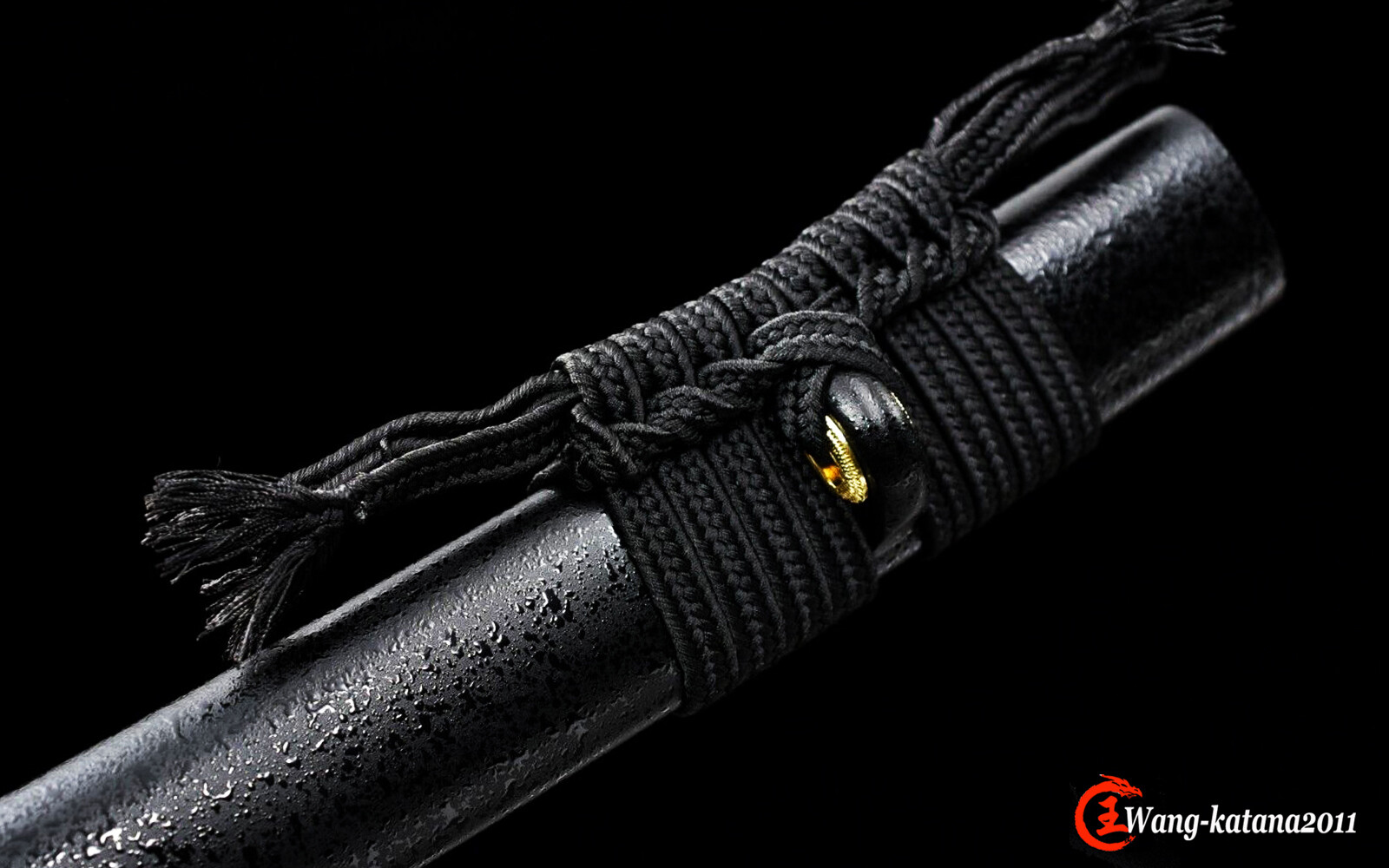 All Black Katana Damuscus Folded T10 Steel Functional Japanese Samurai Sword