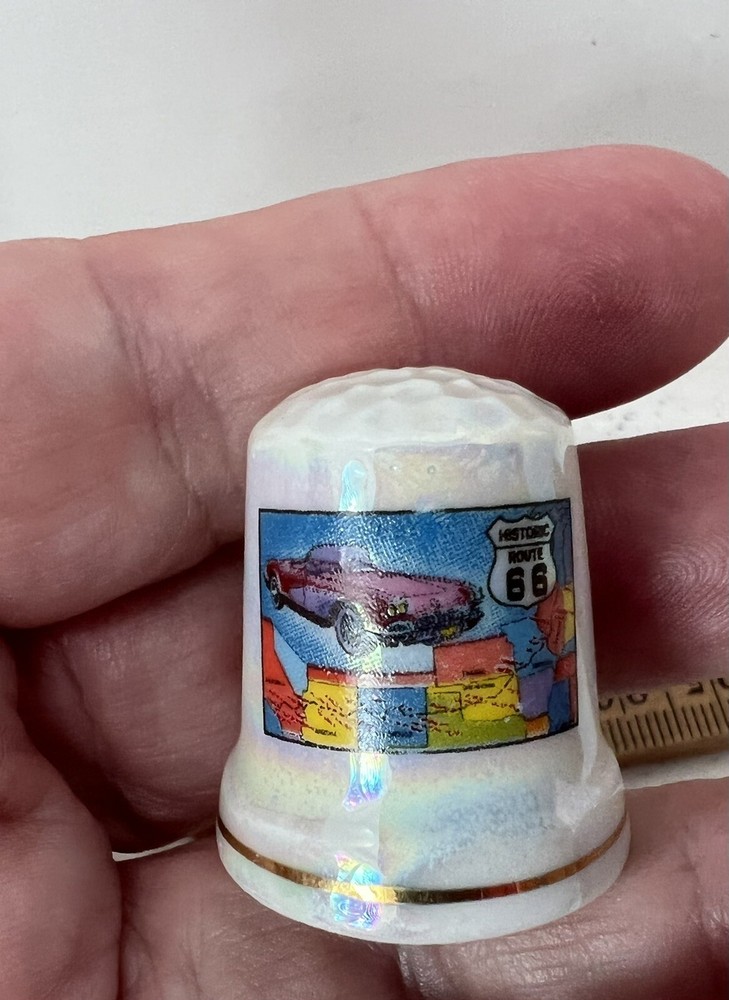 Route 66 Souvenir Ceramic Thimble Excellent