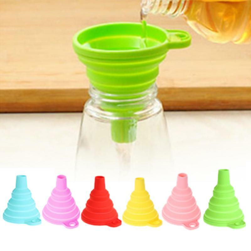 2PC Silicone Foldable Collapsible Style Funnel Hopper Kitchen Cooking Tools