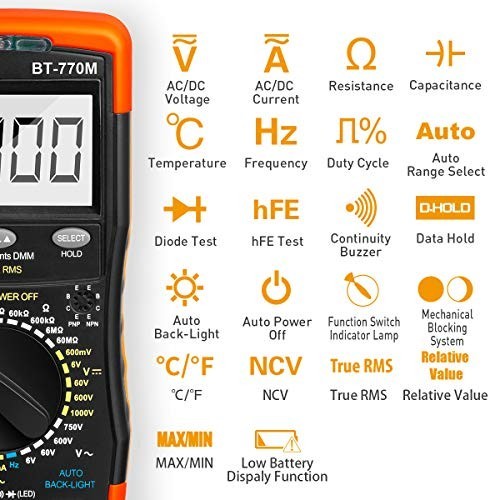 Digital Multimeter 6000 Count TRMS Auto Ranging AC DC Volt Amp Ohm Capacitance T
