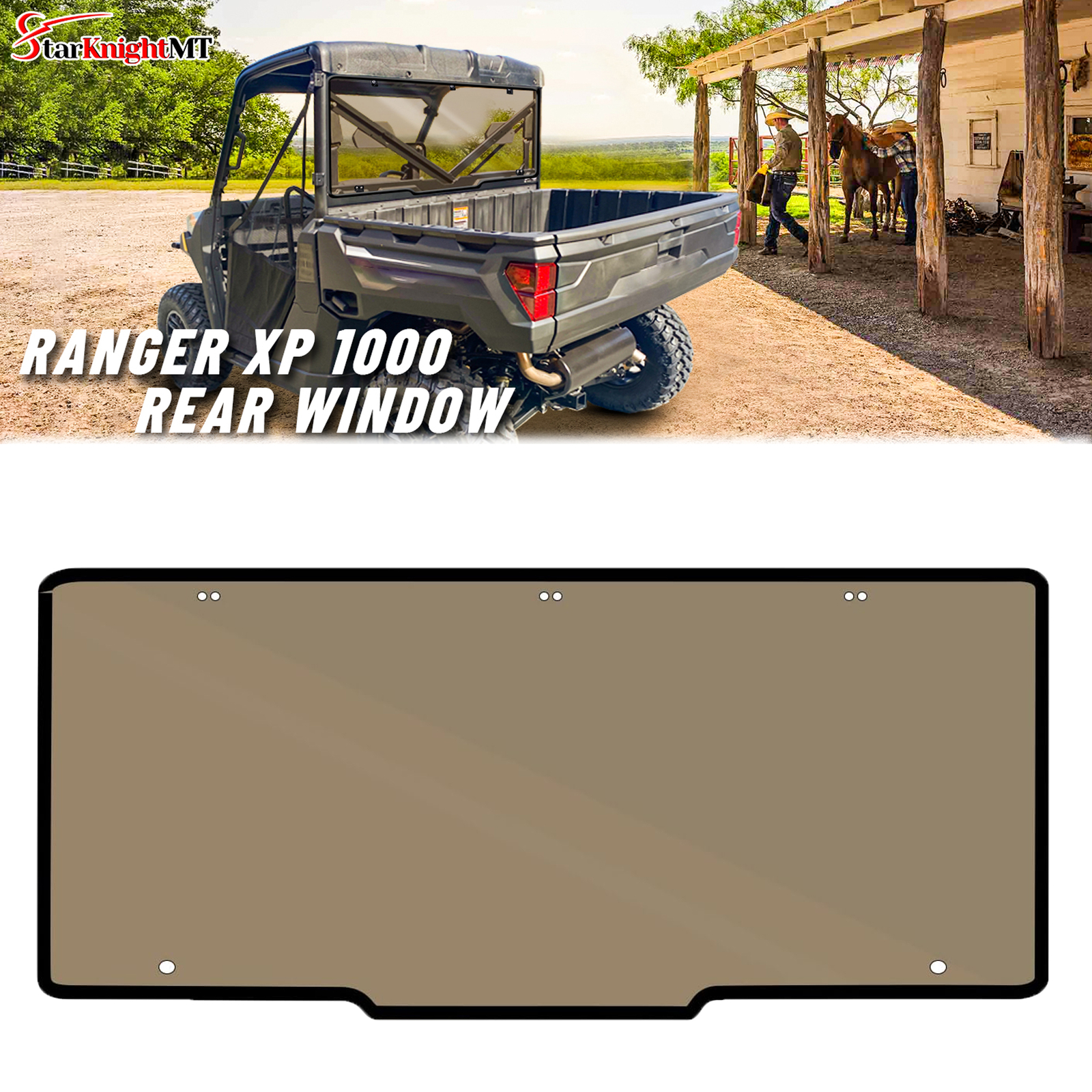 Tinted Rear Windshield for Polaris Ranger 1000/XP 1000/Cre 17-23/ Full Size 570