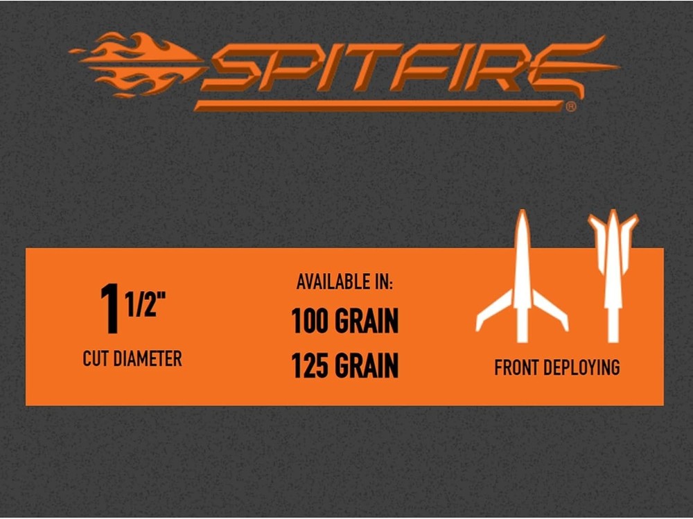 Spitfire 3-Blade Durable Precise Front-Deploying Archery Bowhunting Mechanica...
