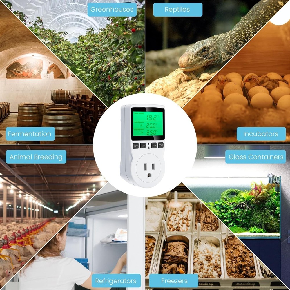 KABASI Digital Temperature Controller, Backlit LCD Screen Thermostat Heating ...