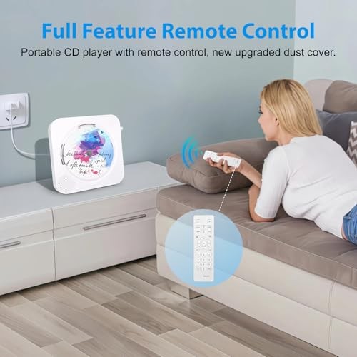 CD Player Portable, Bluetooth CD Players for Home with Remote Control White