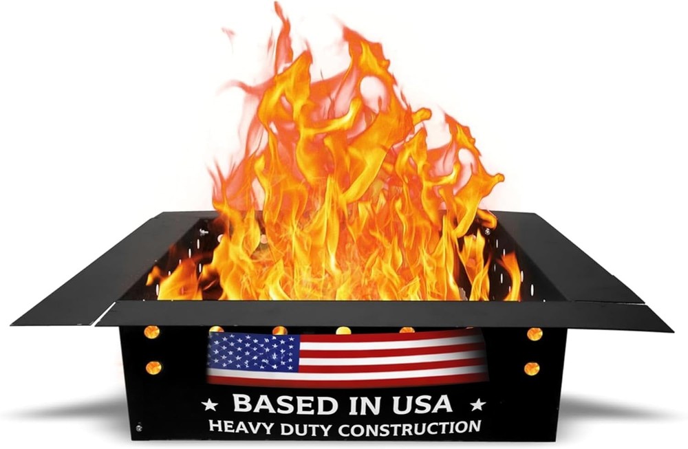 Fire Pit Ring Insert Square 32" OD & 24" ID With Coller Support & Air Vents