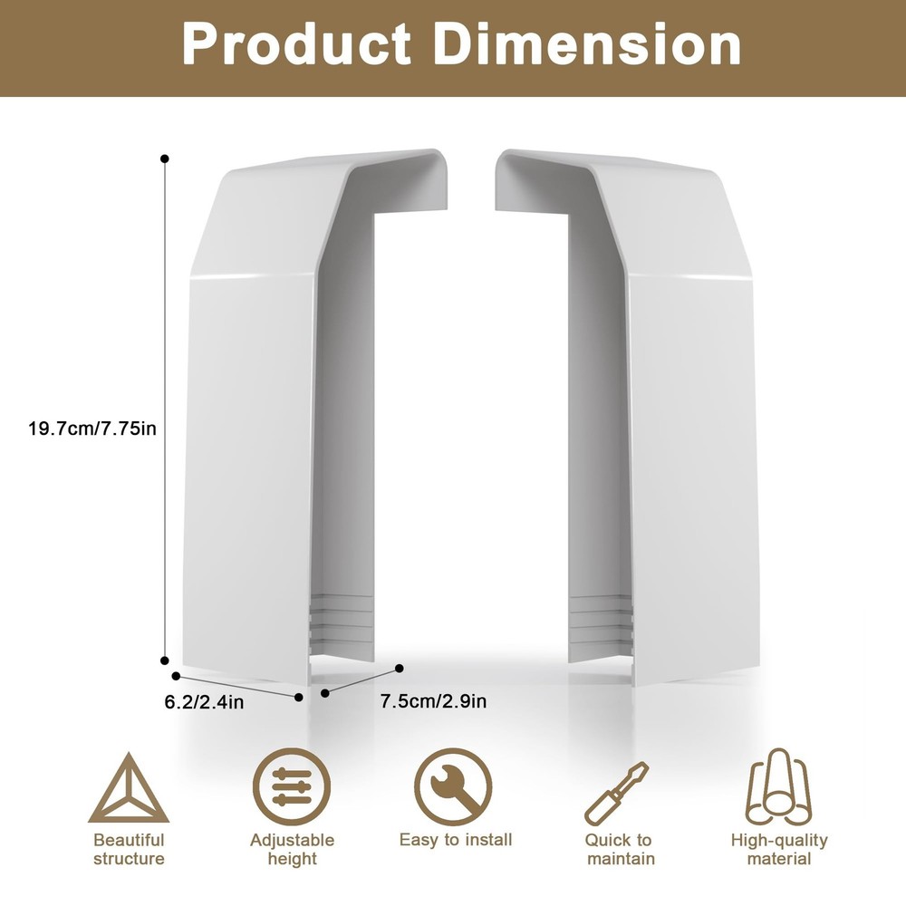 Baseboard Heater End Caps 2-Pack Plastic Left Right 4 Bottom Grooves Adjustable