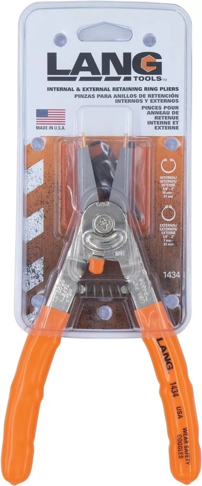 Lang 1434 8" Internal External Convertible Snap Retaining Ring Plier MADE IN USA
