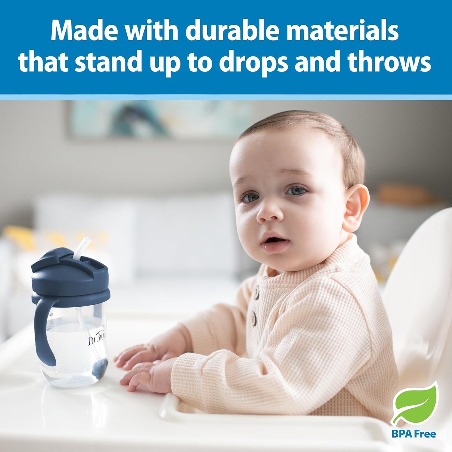 Spill-Proof Baby Straw Cup with Sliding Lid – 9oz BPA-Free for Travel & Home