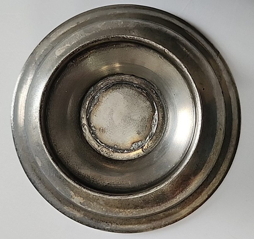 Silver tone Dish Bowl With Lid - unmarked