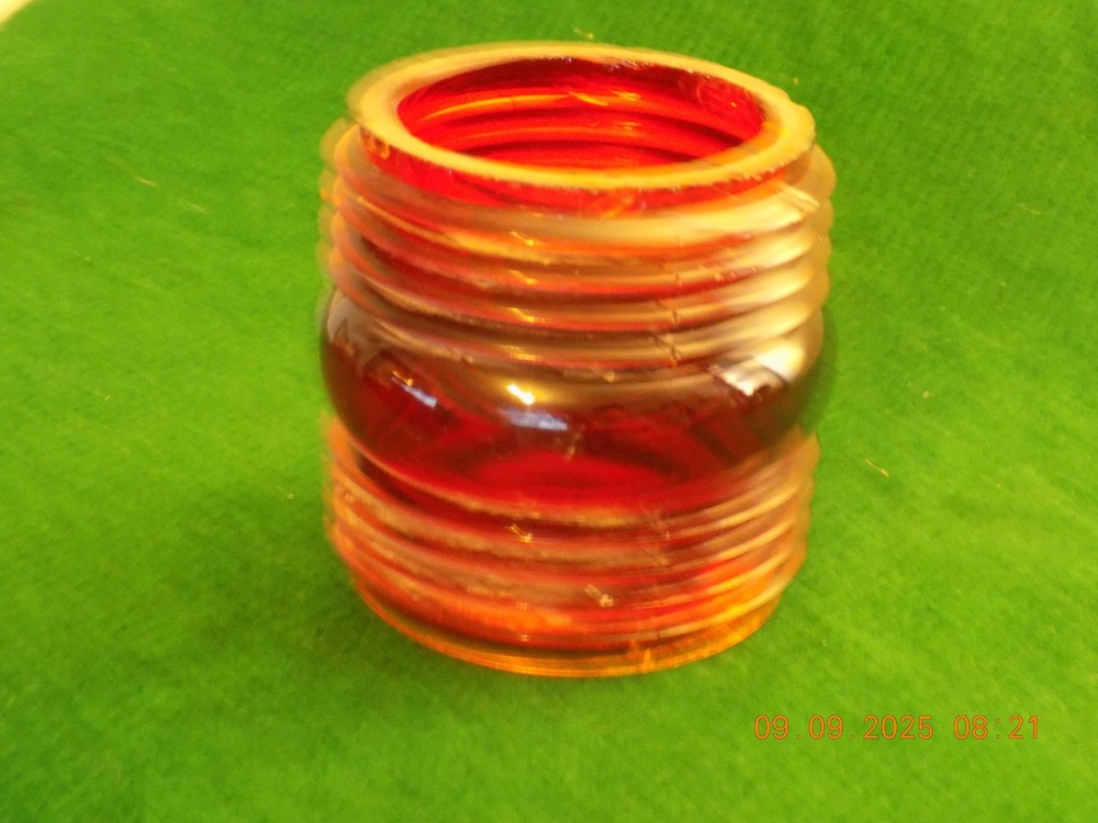 Vintage red glass train globe