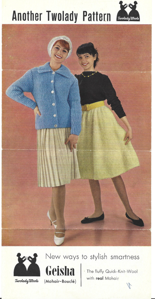 VINTAGE TWOLADY KNITTING PATTERN GEISHA