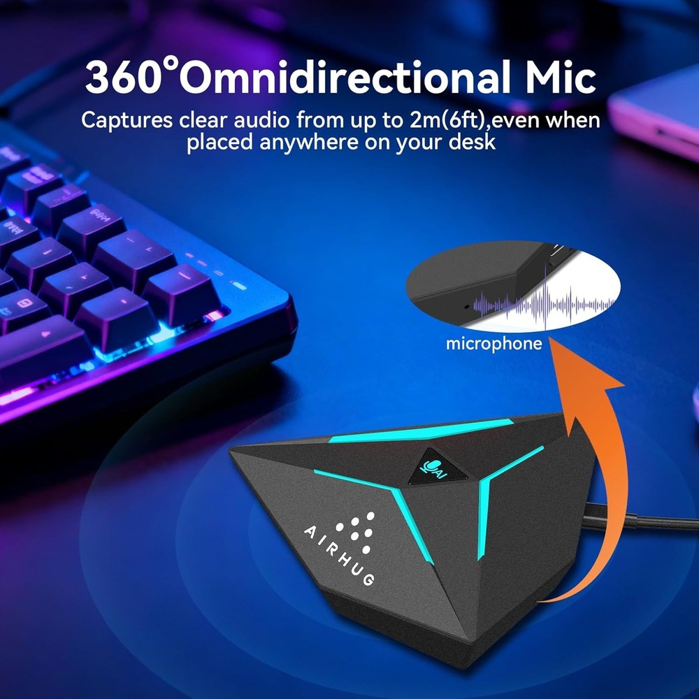 AIRHUG USB Computer Microphone, Gaming Microphone for Windows, Mac, PS4/5, Noise