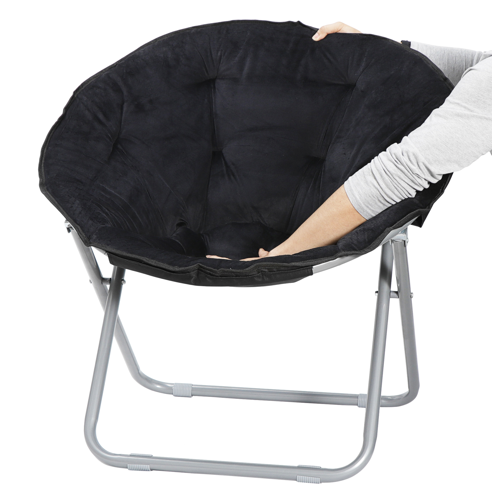 Oversized Moon Saucer Chair Seat Stool Soft Folding Home Living Room Sofa Black