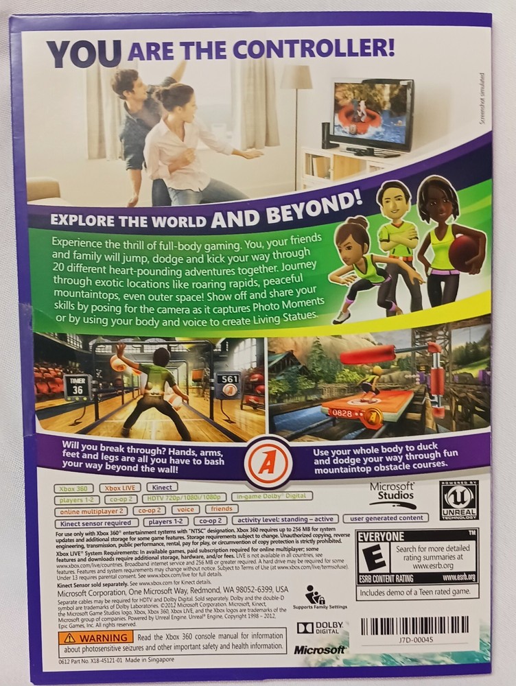 XBOX 360 KINECT SENSOR INCLUDES KINECT ADVENTURES VIDEO GAME OPENED SEE PICS