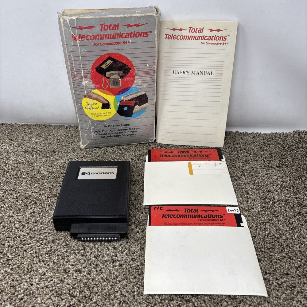 Total Telecommunications For Commodore 64 In One Package w/ Modem C64 with Box