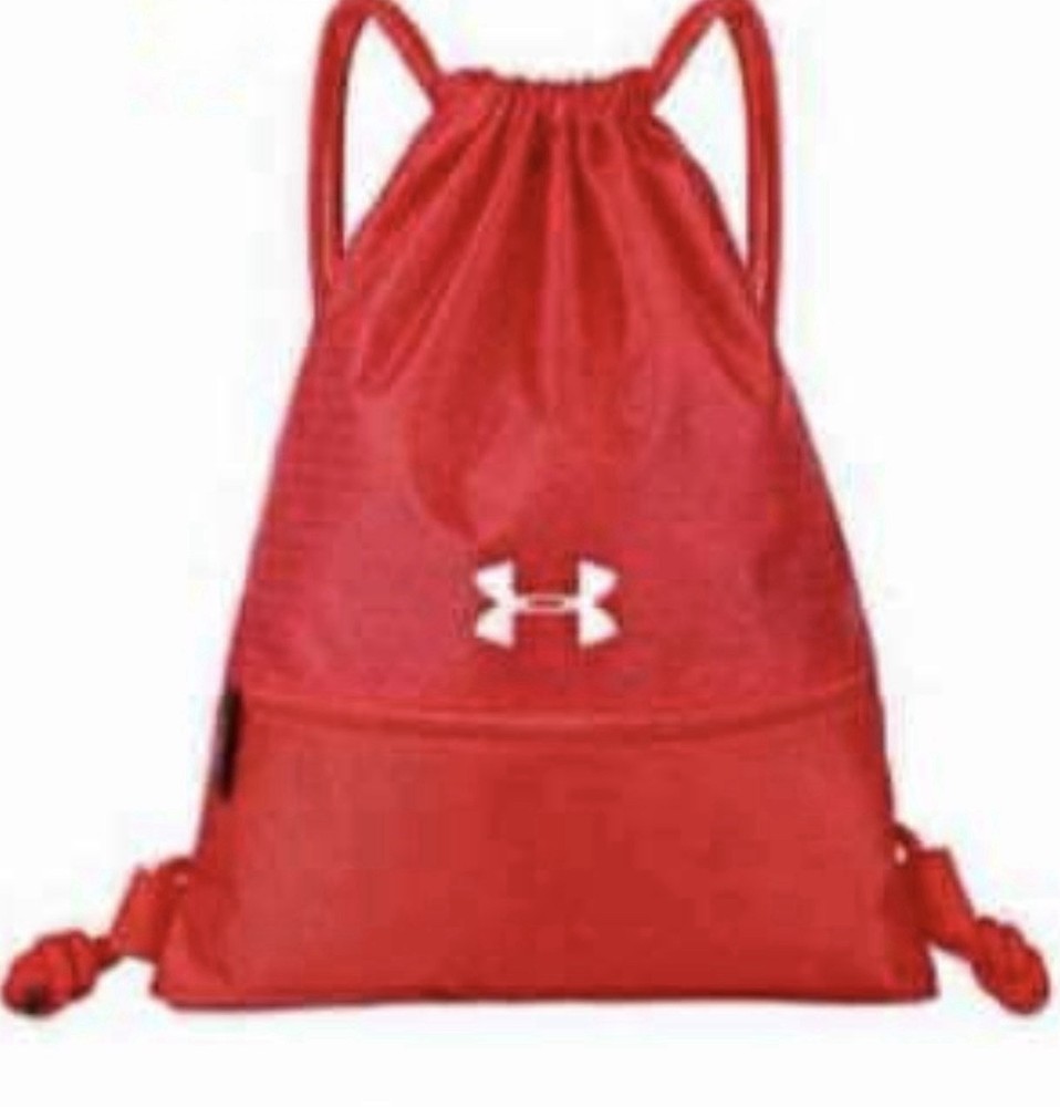 Under Armour Undeniable Red Drawstring Gym Bag Medium Polyester Adjustable Strap