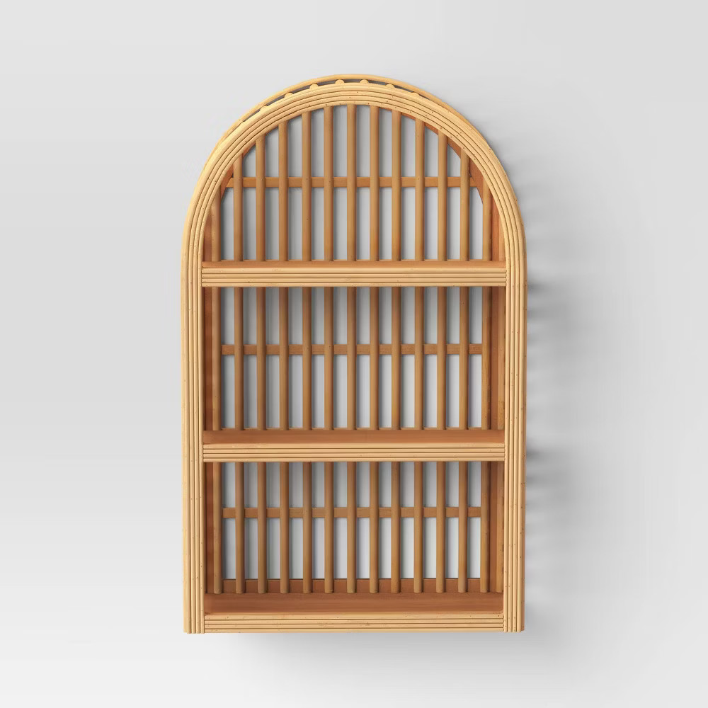 12" x 20" Wood and Rattan Wall Shelf - Threshold