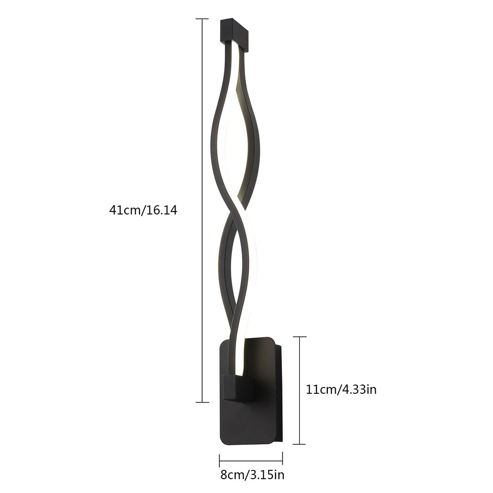 Modern 16W LED Wall-mounted Light Lamp Dimmable Black+Clear Wall Sconce Lighting