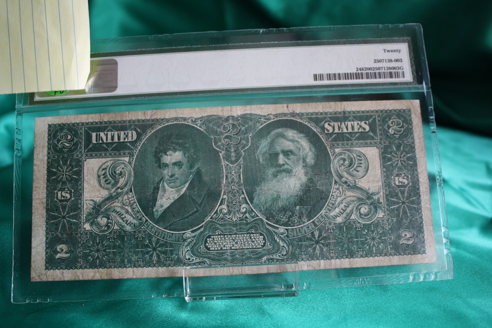 1896 $2 Silver Certificate, PMG VF20 Fr#248, Education note. Bruce/Roberts