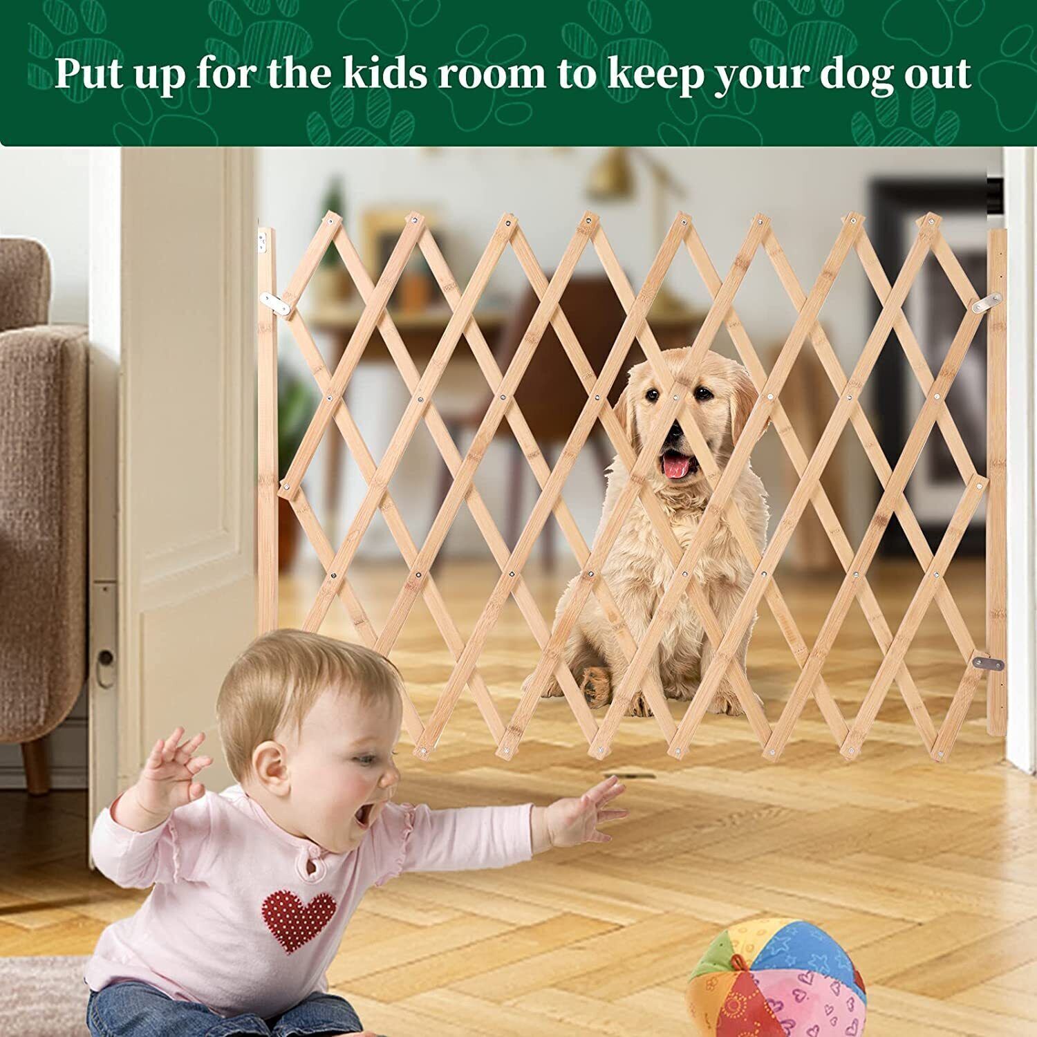 Expandable Accordion Baby Gate Wooden Pet Folding Fence Isolation ProtectionGate