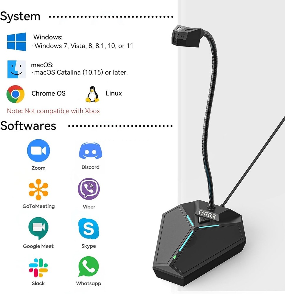 High-Performance USB Desktop Microphone with 6ft Cable - Perfect for Recordings