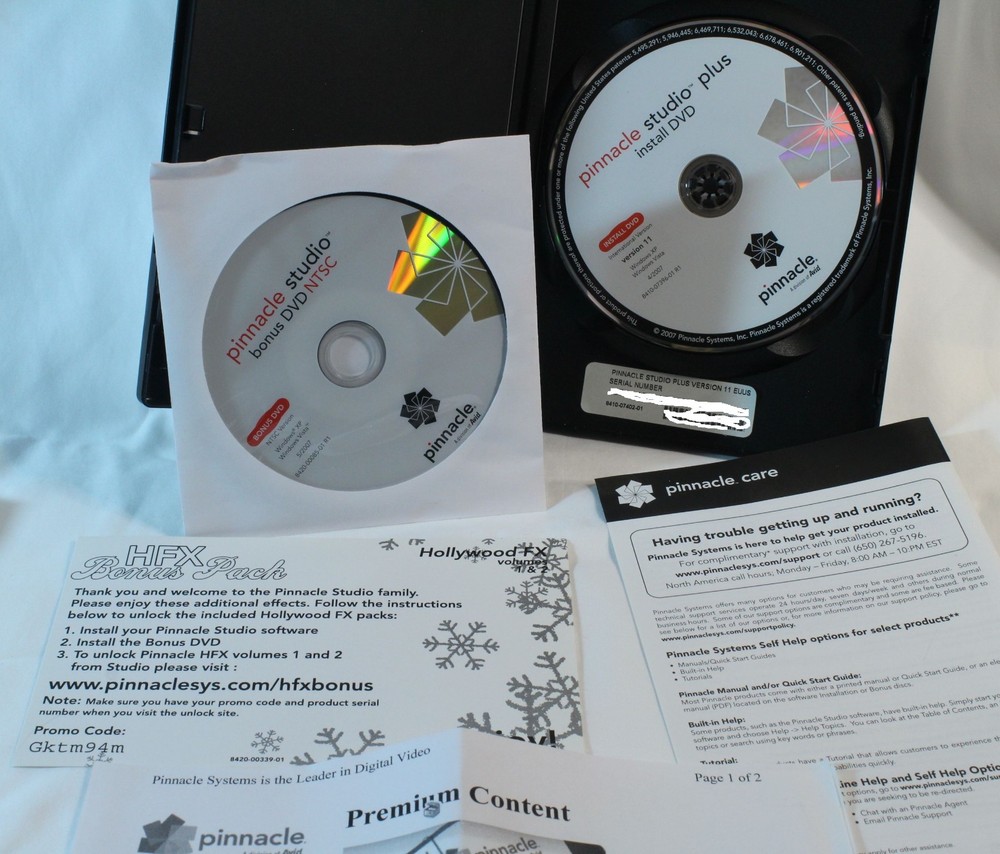 Pinnacle Studio Plus 11 Full Version, activation key, Bonus DVD, User Guide