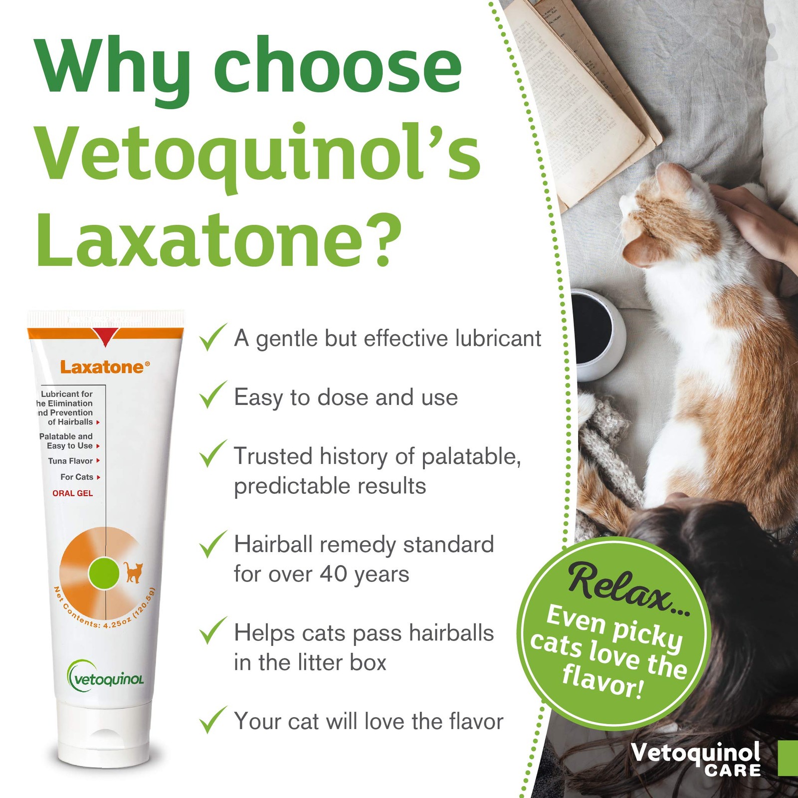 Vetoquinol Laxatone Hairball Oral Gel for Cats - Tuna Flavored, 4.25oz 2-Pack