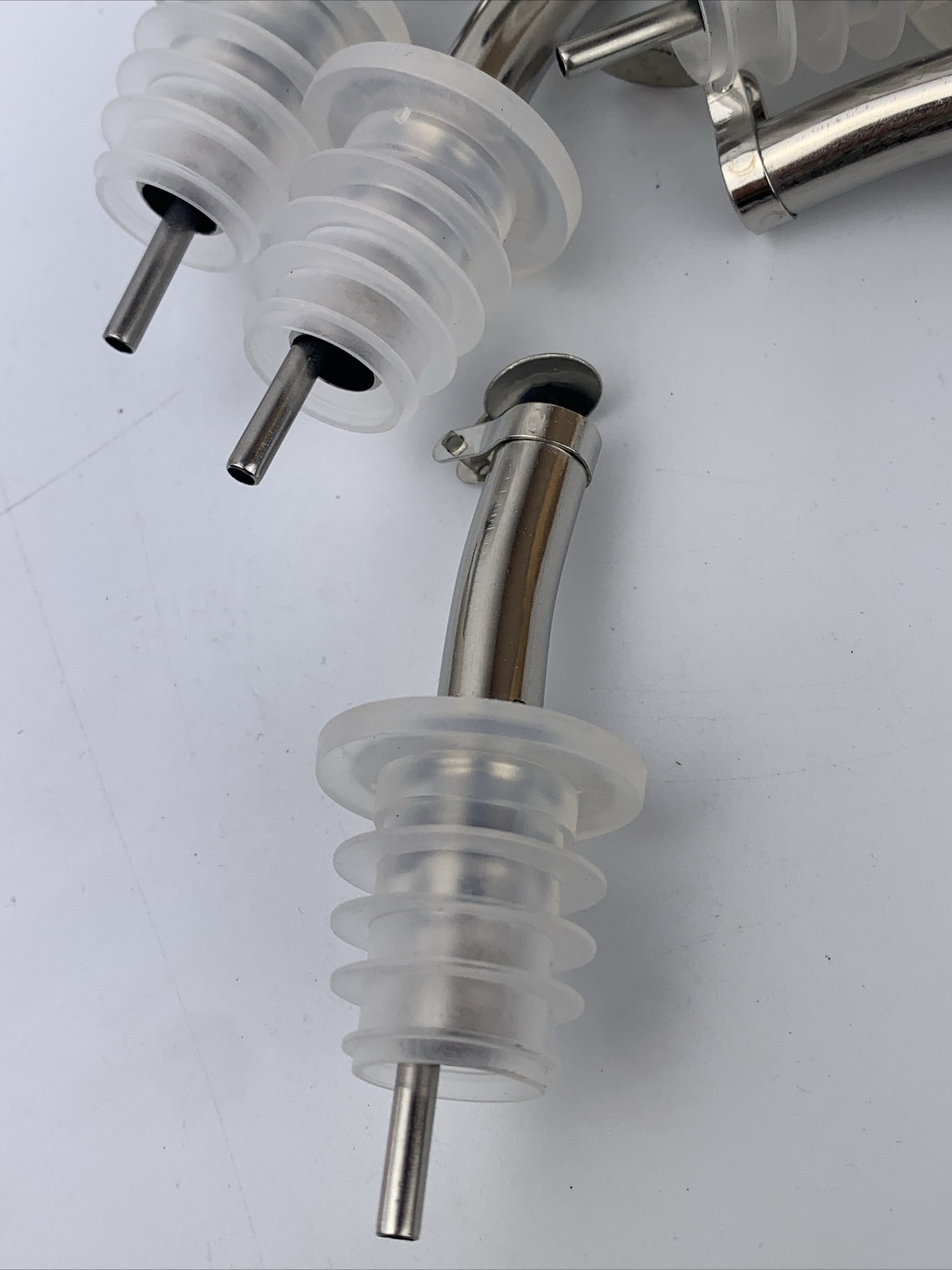 Anytime Bar Supplies Pourers Stainless Steel 12 Pack Flip Top Clear Cork AMP380A