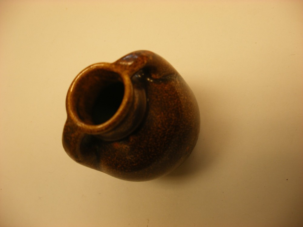 Vintage Primitive Miniature Stoneware 2 1/2" Two Handled Storage Jar