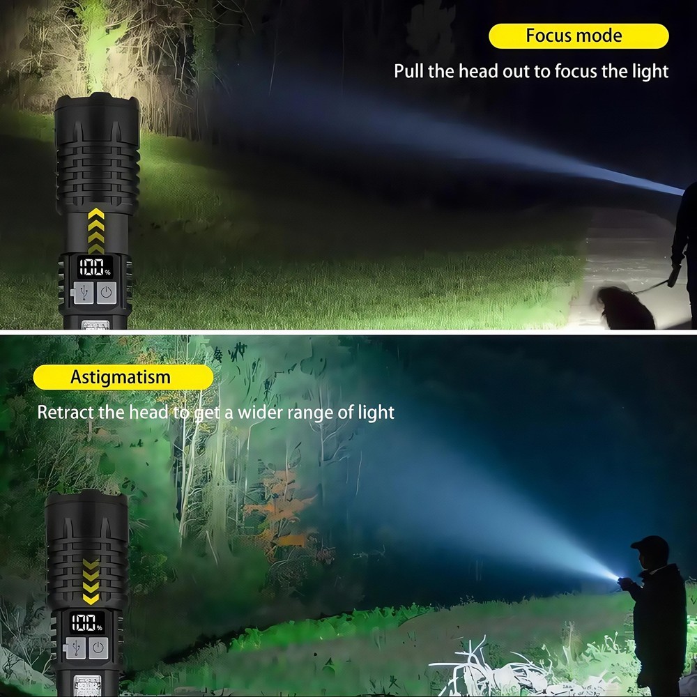 990000000Lumen Super Bright LED Tactical Flashlight Rechargeable LED Work Light