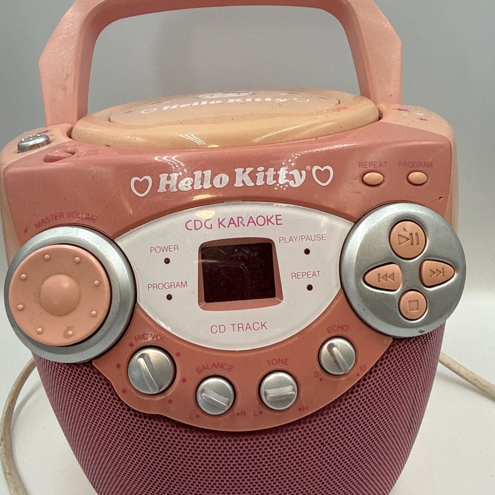 2002 Hello Kitty CDG CD Player and Karaoke Machine HK101 Missing Microphone